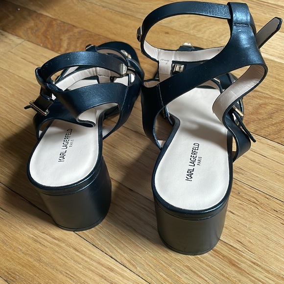 NEW, Never Worn Karl Lagerfeld Stud Heeled Sandals - Picture 3 of 5